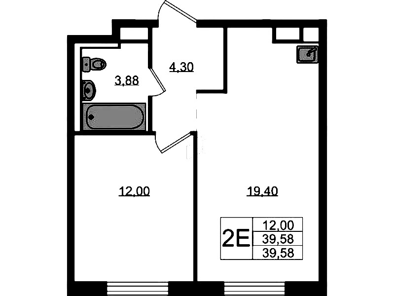 1-комнатная квартира 39.58 м², 8/12 эт., ЖК «Новые Лаврики»